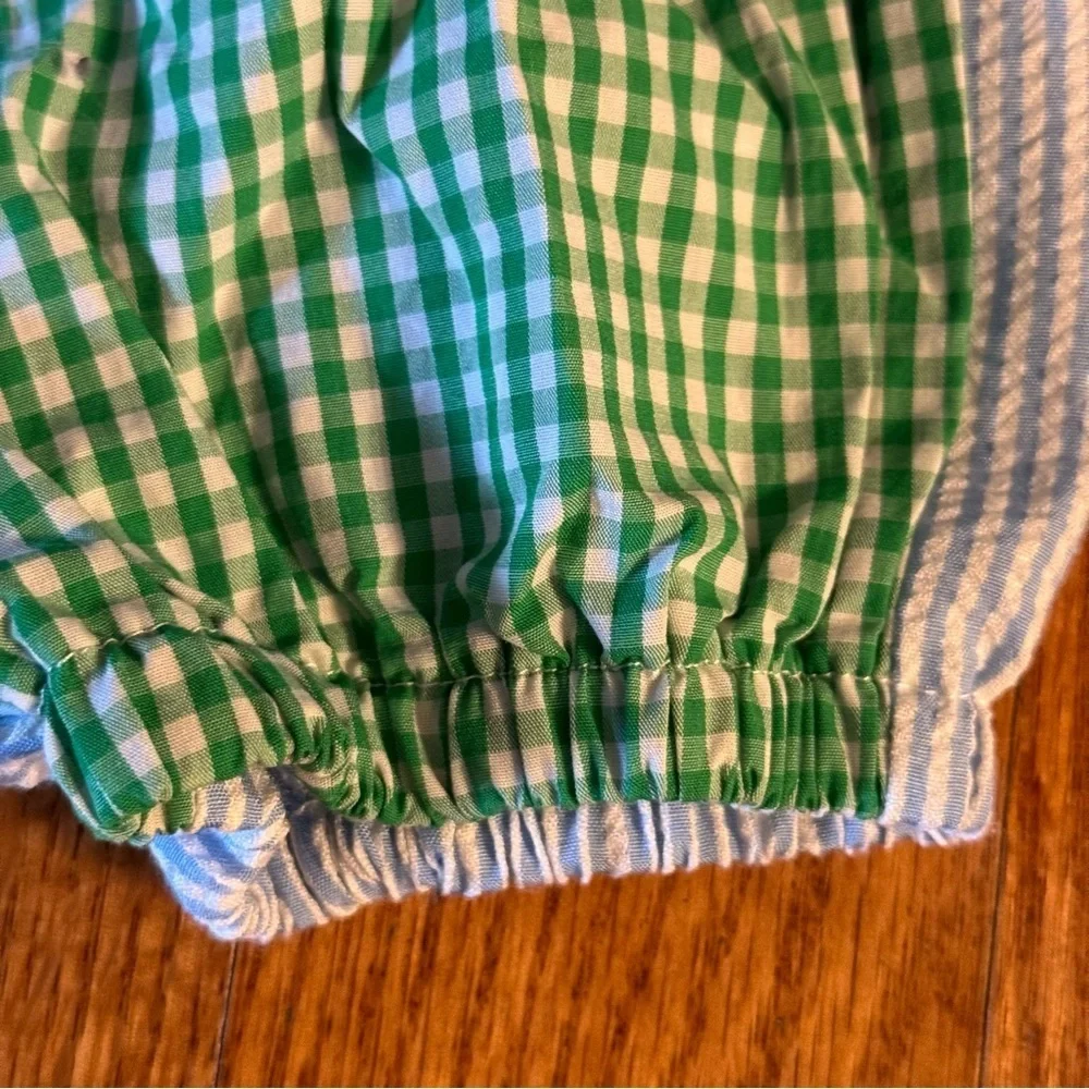 Mud Pie Blue and Green Plaid Diaper Cover Boys Size 0-12M